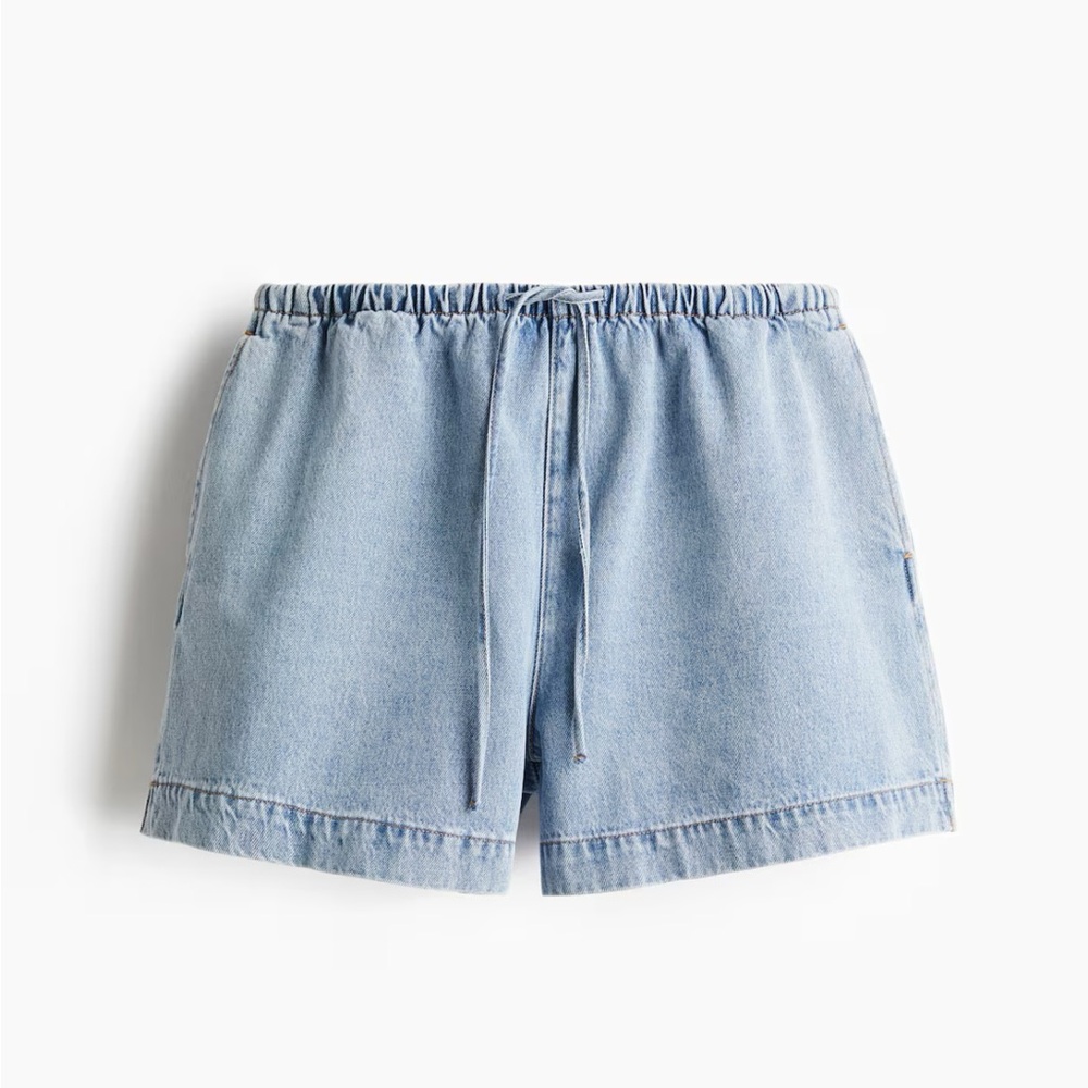 H&M Blue Jean Shorts Elastic Waistband Casual Fit